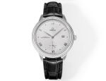 Omega De Ville 41MM Stainless Steel 8802 Movement Italian Cowhide Leather Strap White Watch